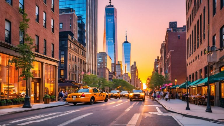 lower manhattan sunset wallpaper scaled