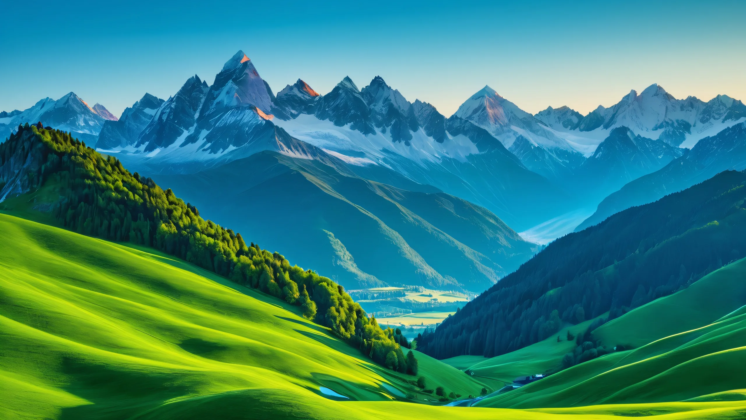 A serene mountain landscape with a breathtaking low-light atmosphere, showcasing the beauty of nature's colors.