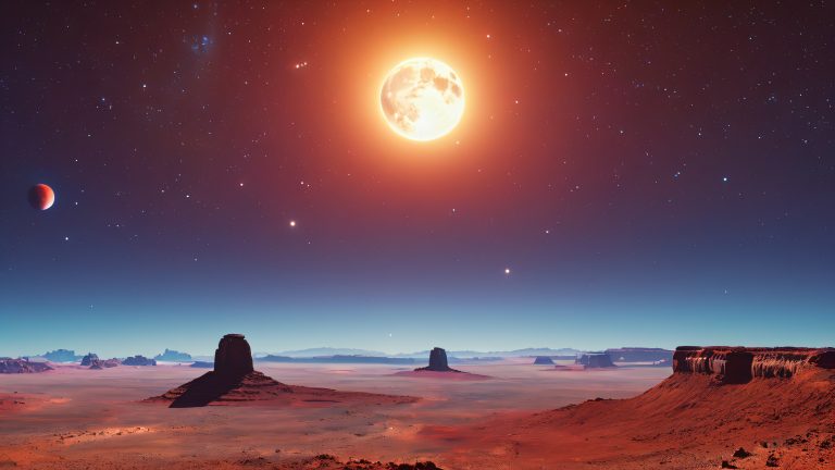 lunar eclipse cosmic landscape 4k scaled