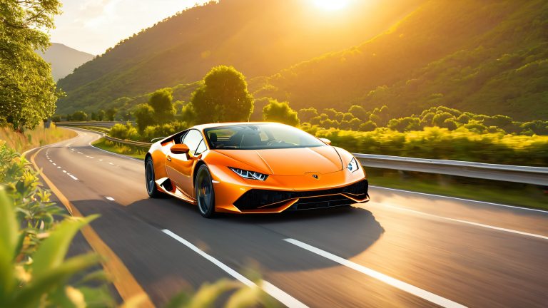 luxury sunset drive lamborghini huracan wallpaper scaled