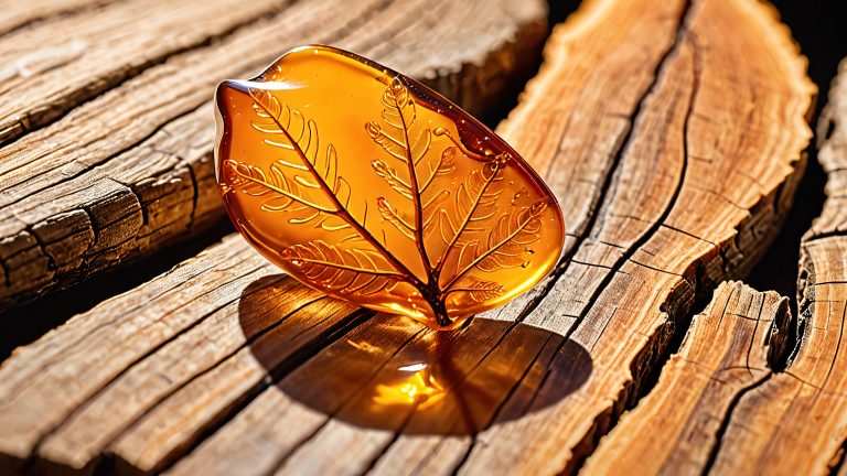 macro amber fossil trapped leaf 4k wallpaper scaled