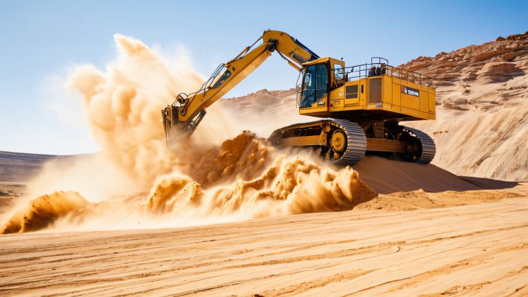 majestic desert excavator dusty terrain scaled