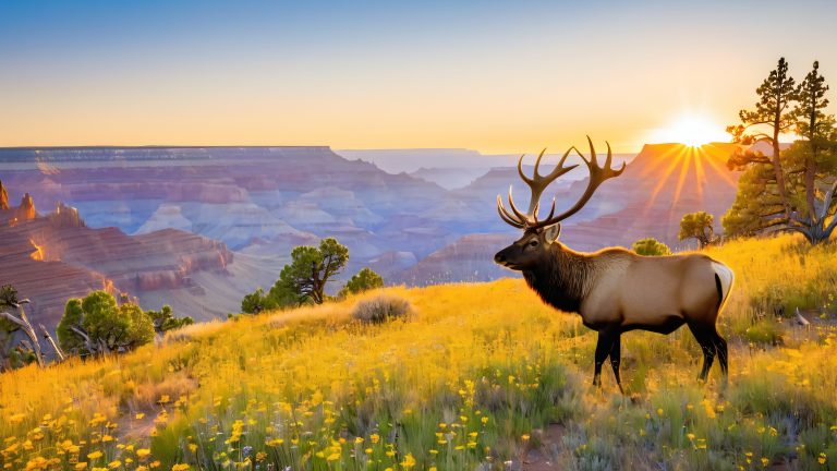 majestic elk grand canyon landscape wallpaper scaled
