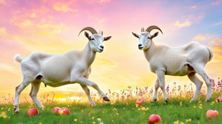 majestic goat juggling apples 4k wallpaper scaled