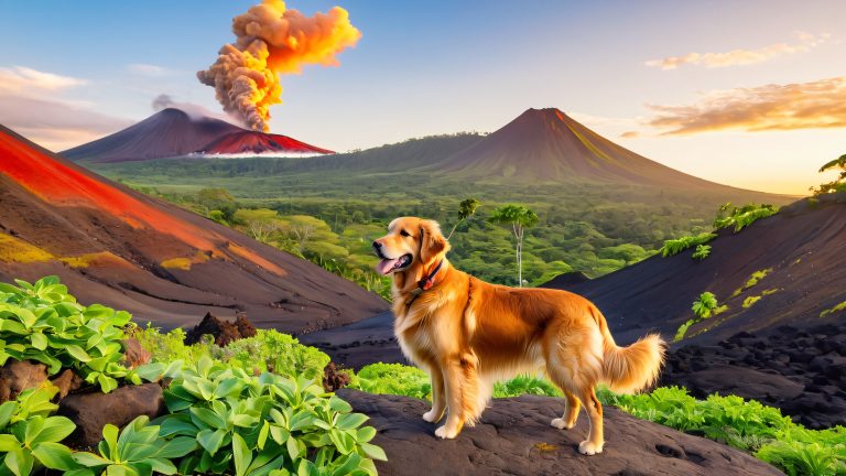 majestic golden retriever kilauea volcano wallpaper scaled