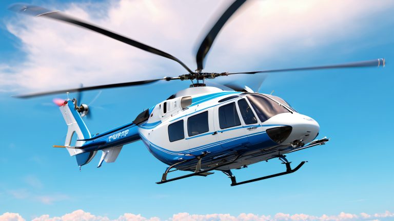 majestic helicopter soars through serene blue sky scaled