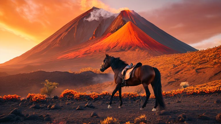majestätisches Pferd Sierra Negra Vulkan Tapete skaliert