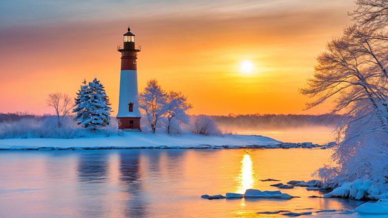 majestic lighthouse lake erie wallpaper 4k scaled
