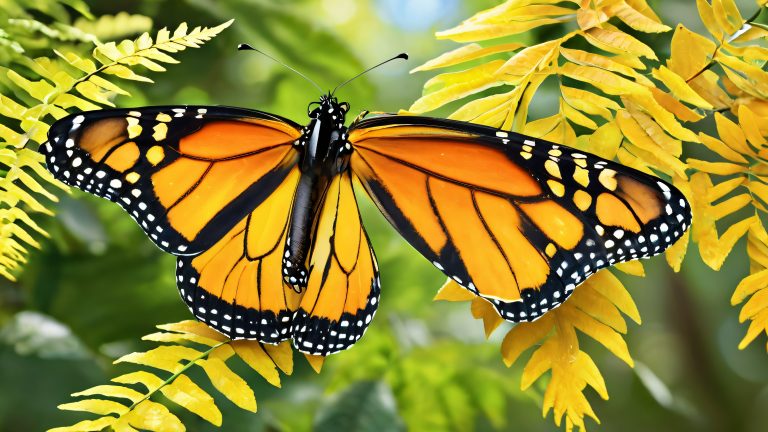 majestic monarch butterfly lush green leaf wallpaper scaled