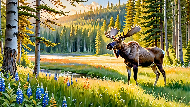 majestic moose forest glade 4k wallpaper scaled