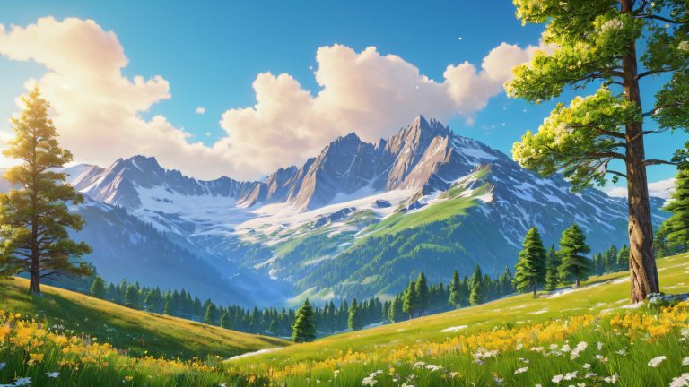 majestic mountain range horizon sky trees landscape scaled