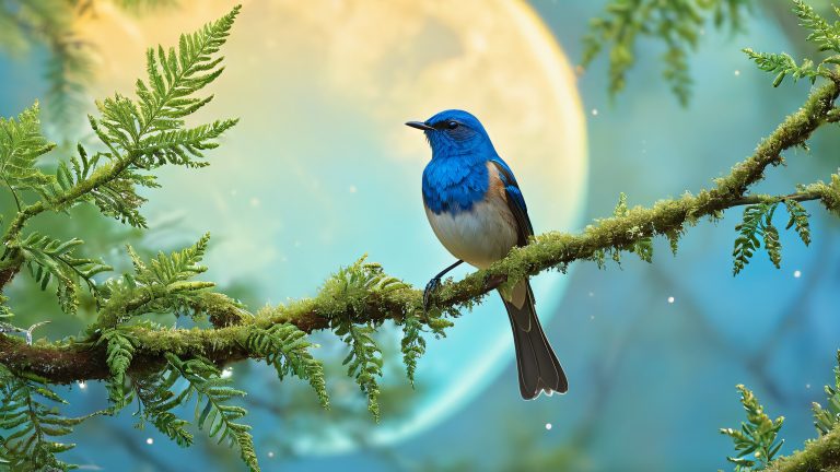 majestic nightingale moonlit forest wallpaper scaled