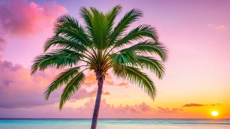 majestic palm tree sunset wallpaper 4k scaled