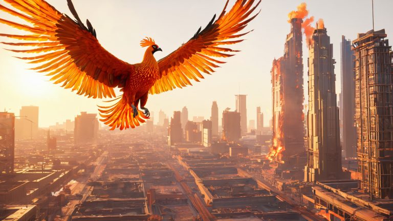 majestic phoenix rises from ashes 4k wallpaper scaled