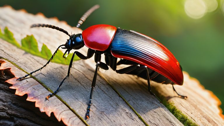 majestic red black insect on velvety leaf 4k wallpaper scaled