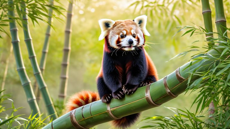 majestic red panda in bamboo grove 4k wallpaper scaled