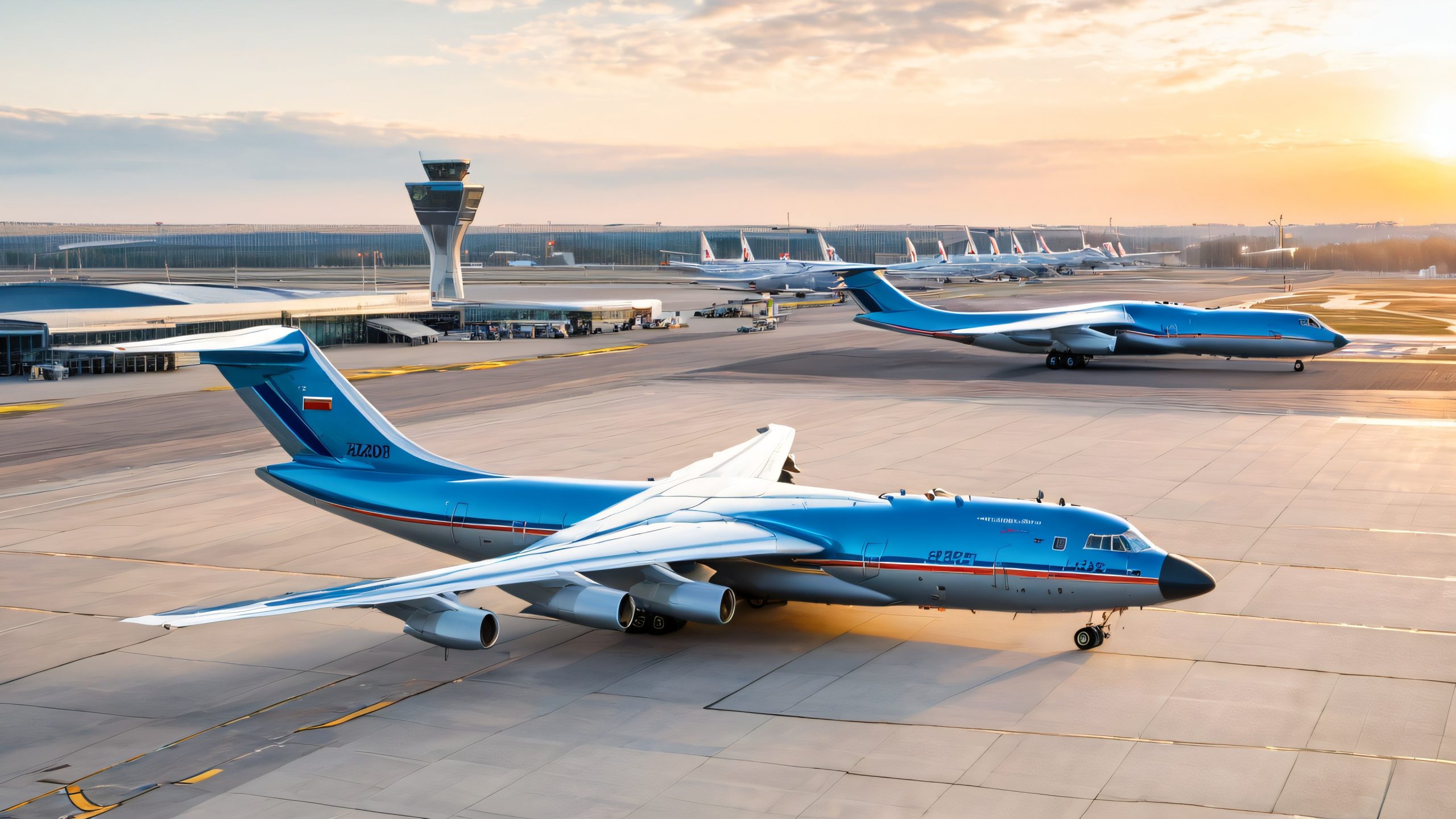 Majestic Soviet Il-76M aircraft parked on the tarmac at Moscow's Vnukovo International Airport, suitable for desktop/PC use.