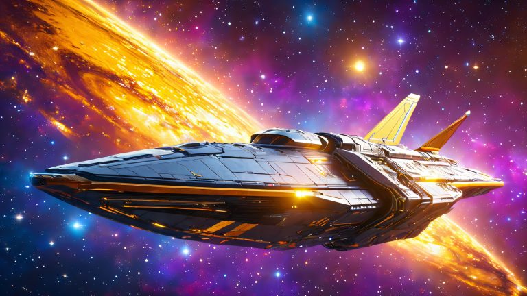majestic spaceship enters vortex 4k wallpaper scaled