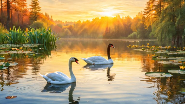 majestic swan surprised by mischievous goose 4k wallpaper scaled