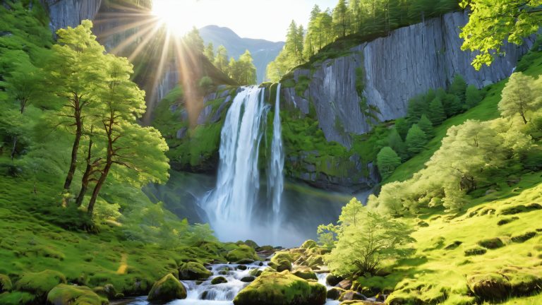 majestic waterfall norway desktop wallpaper scaled