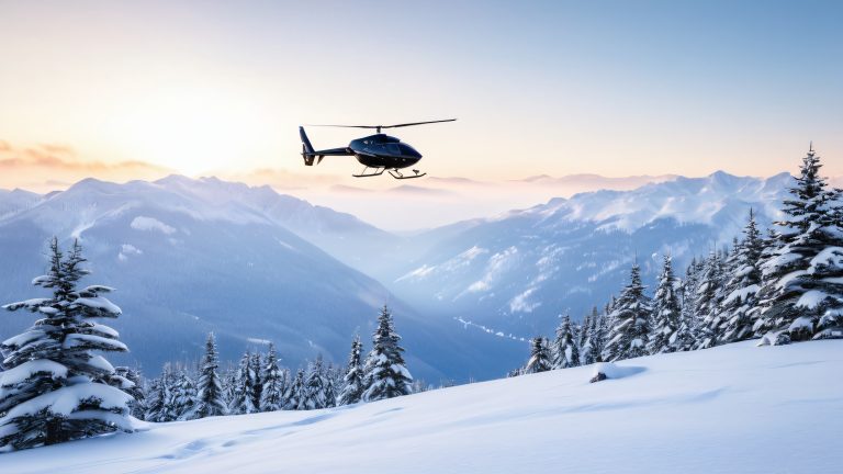 helicóptero negro mate en medio de un desierto nevado fondo de pantalla 4k a escala