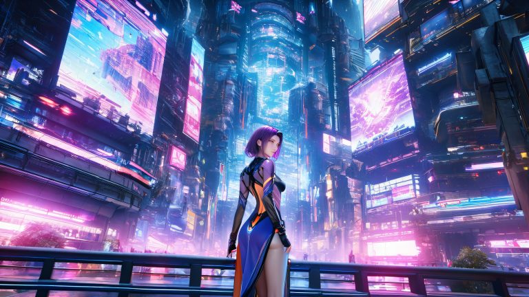 mecha maiden motoko kusanagi cyberpunk wallpaper scaled