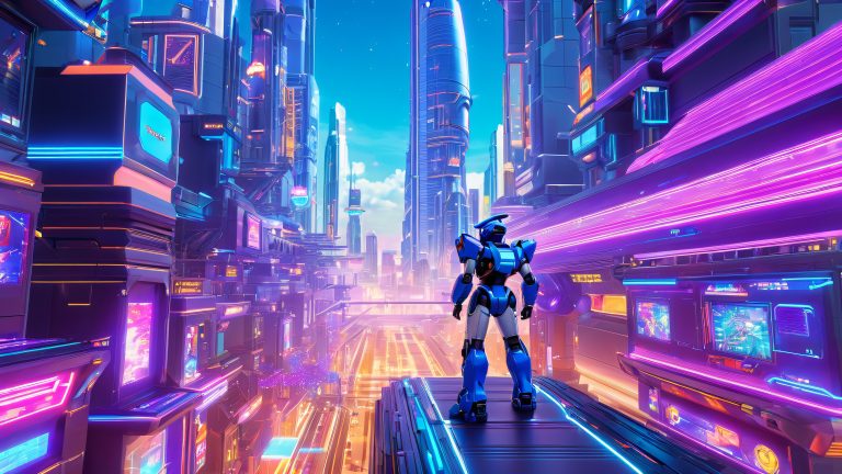 mega man cyber cityscape wallpaper scaled
