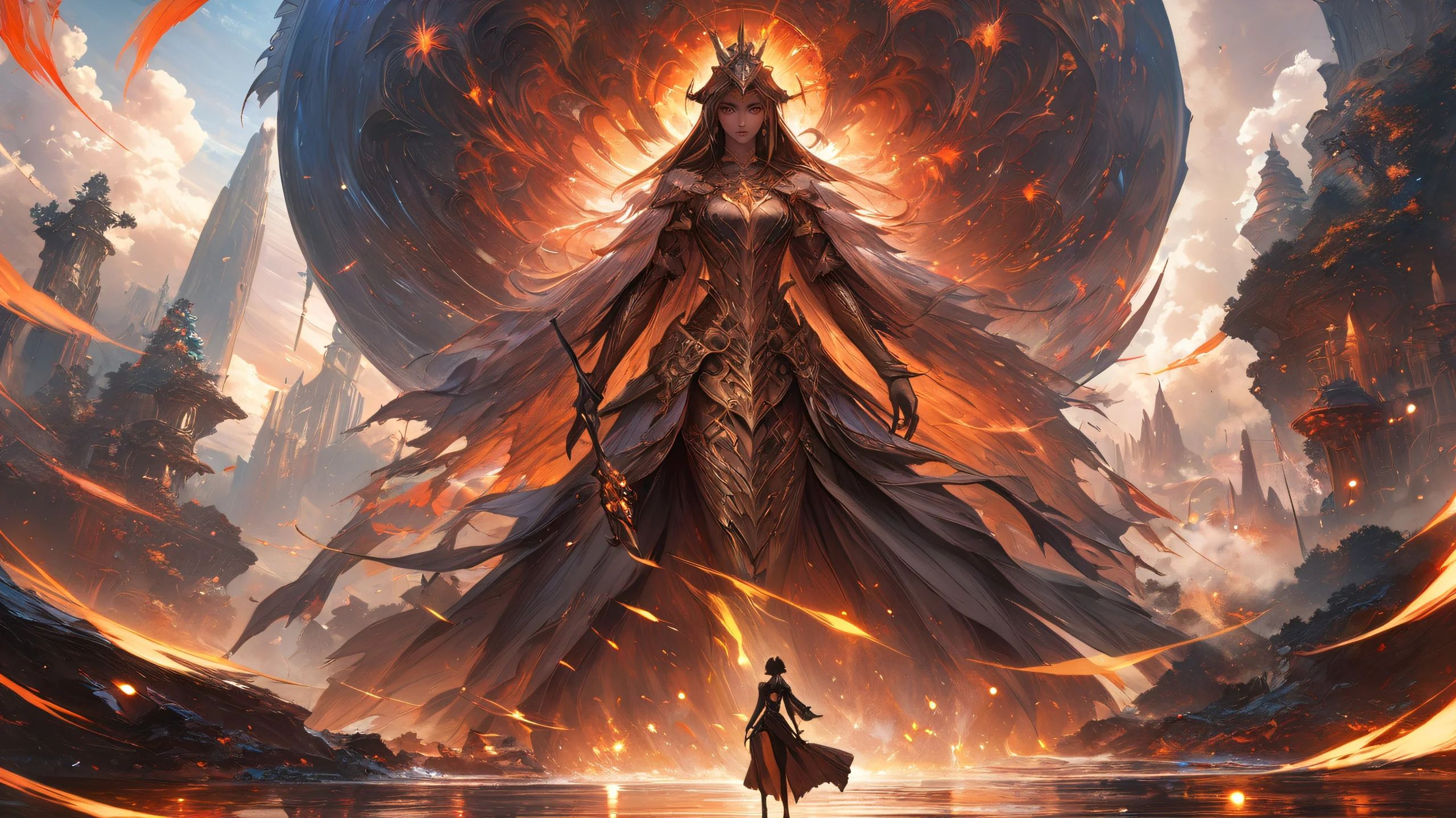 A stunning anime-inspired desktop wallpaper featuring Megumi Fushiguro in a dark fantasy world with intricate details and moody atmosphere.