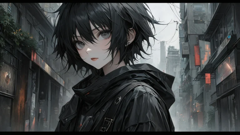 High-quality anime desktop wallpaper featuring Megumi Fushiguro in a dark and moody urban setting.