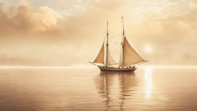 A breathtaking desktop wallpaper featuring a mystical foggy seascape with a centered mermaid and sailor, ideal for PC or Desktop.