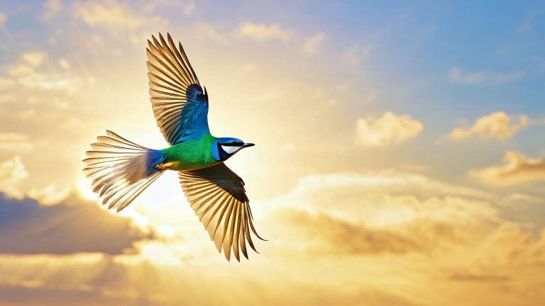 mid air blue bird soar scaled