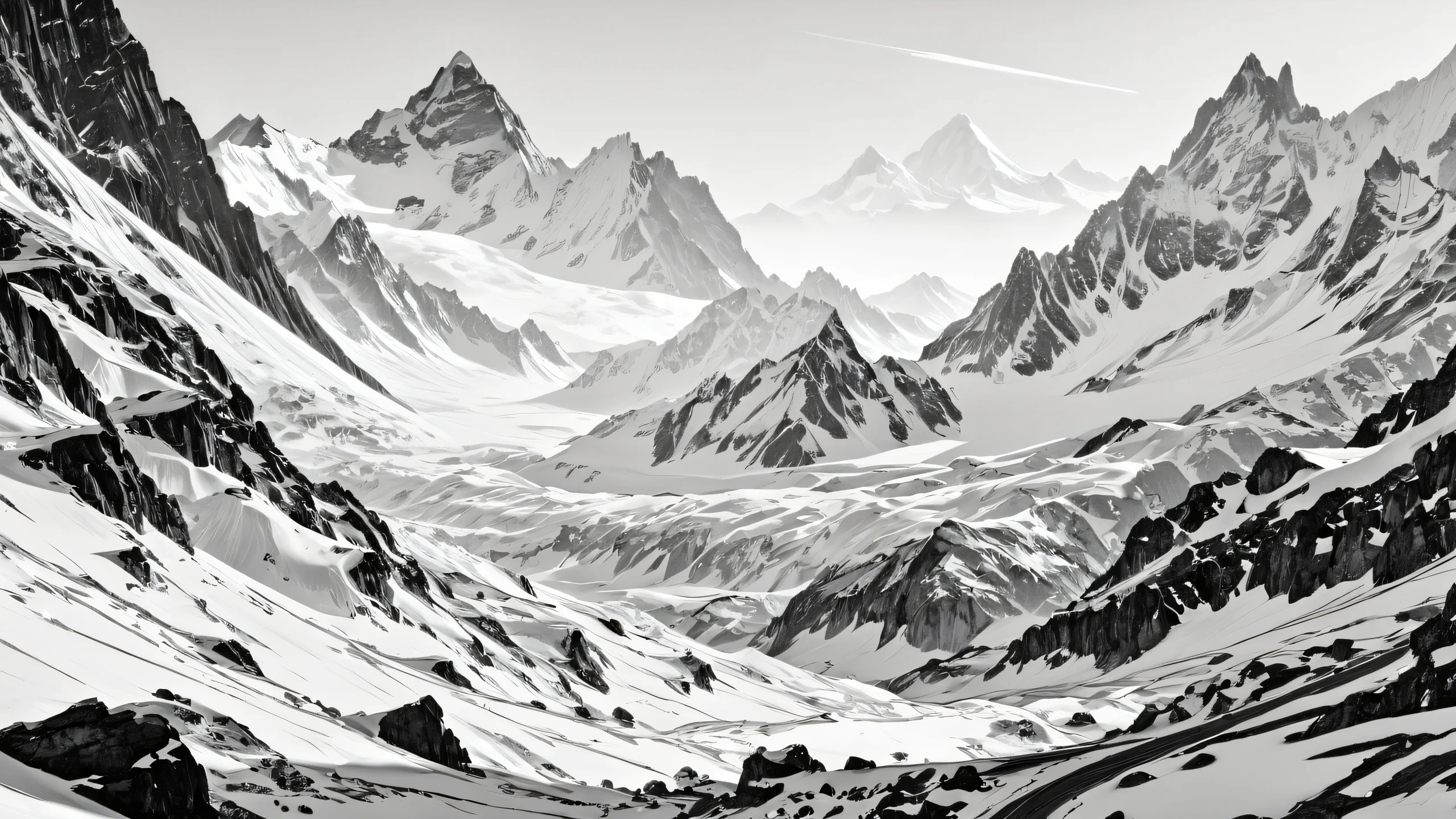 4K Midnight Cityscape Wallpaper for PC/Mac A high-contrast illustration of a city at midnight, with bold black and white lines.