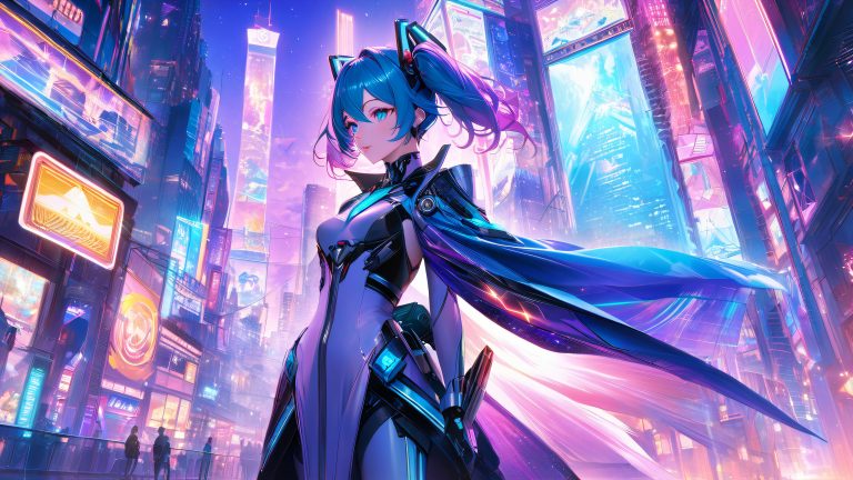 mikus futuristic quest cybernetic hedgehog wallpaper scaled