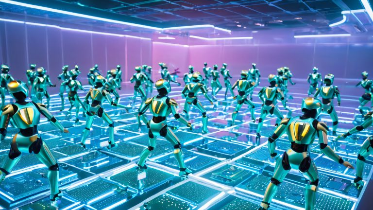 miniature arc raiders neon lit server room 4k scaled