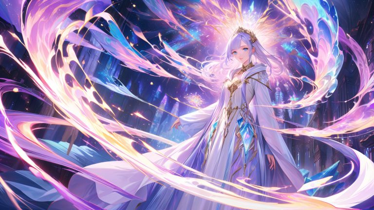 mira purple pink vortex 4k anime desktop wallpaper scaled