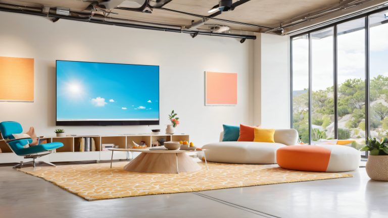 modern brainstorming room wallpaper with curved tv screen scaled