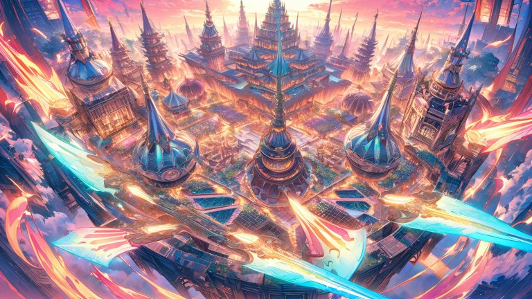 moe warriors 4k anime wallpaper giant weapons steampunk cityscape scaled