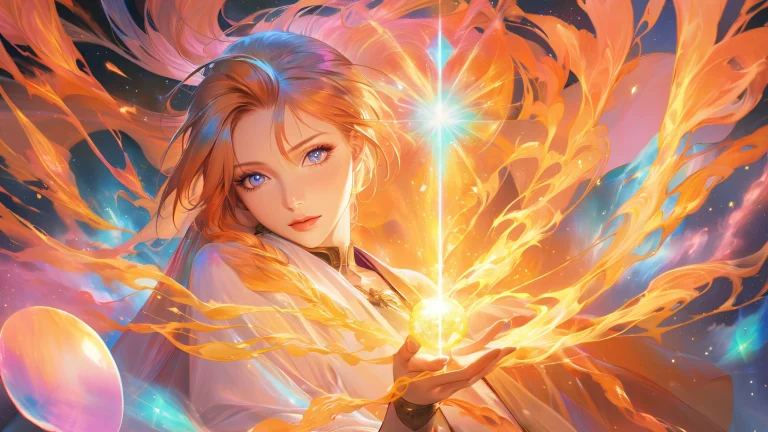 Young magician Mogo Jyan surrounded by mystical energy on a desktop/pc background.