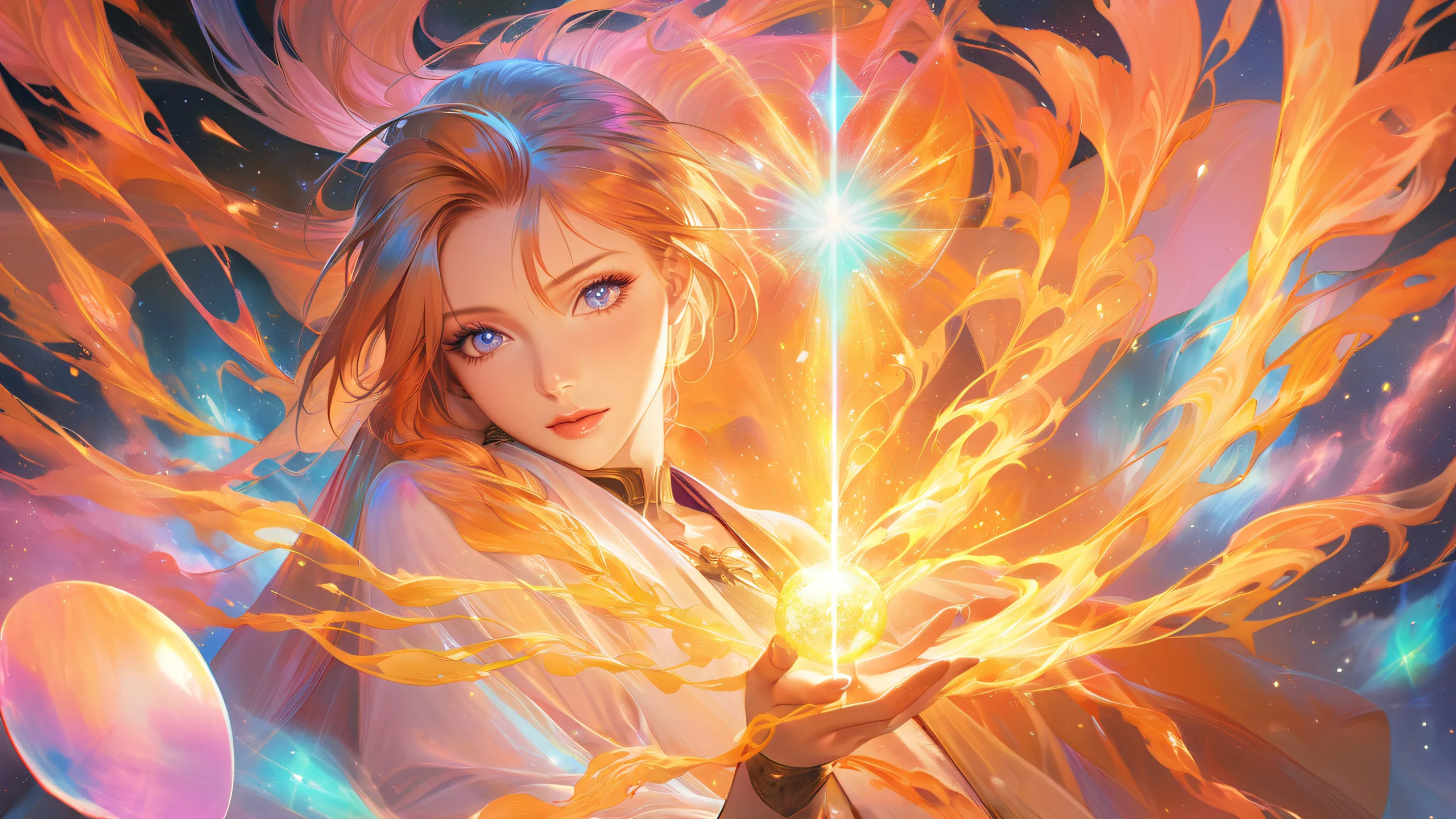 Young magician Mogo Jyan surrounded by mystical energy on a desktop/pc background.