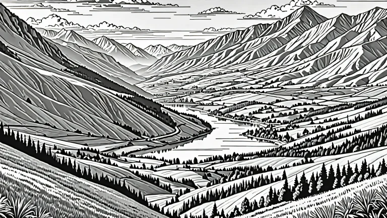 A stunning monochrome line art image of intricate details and textures.