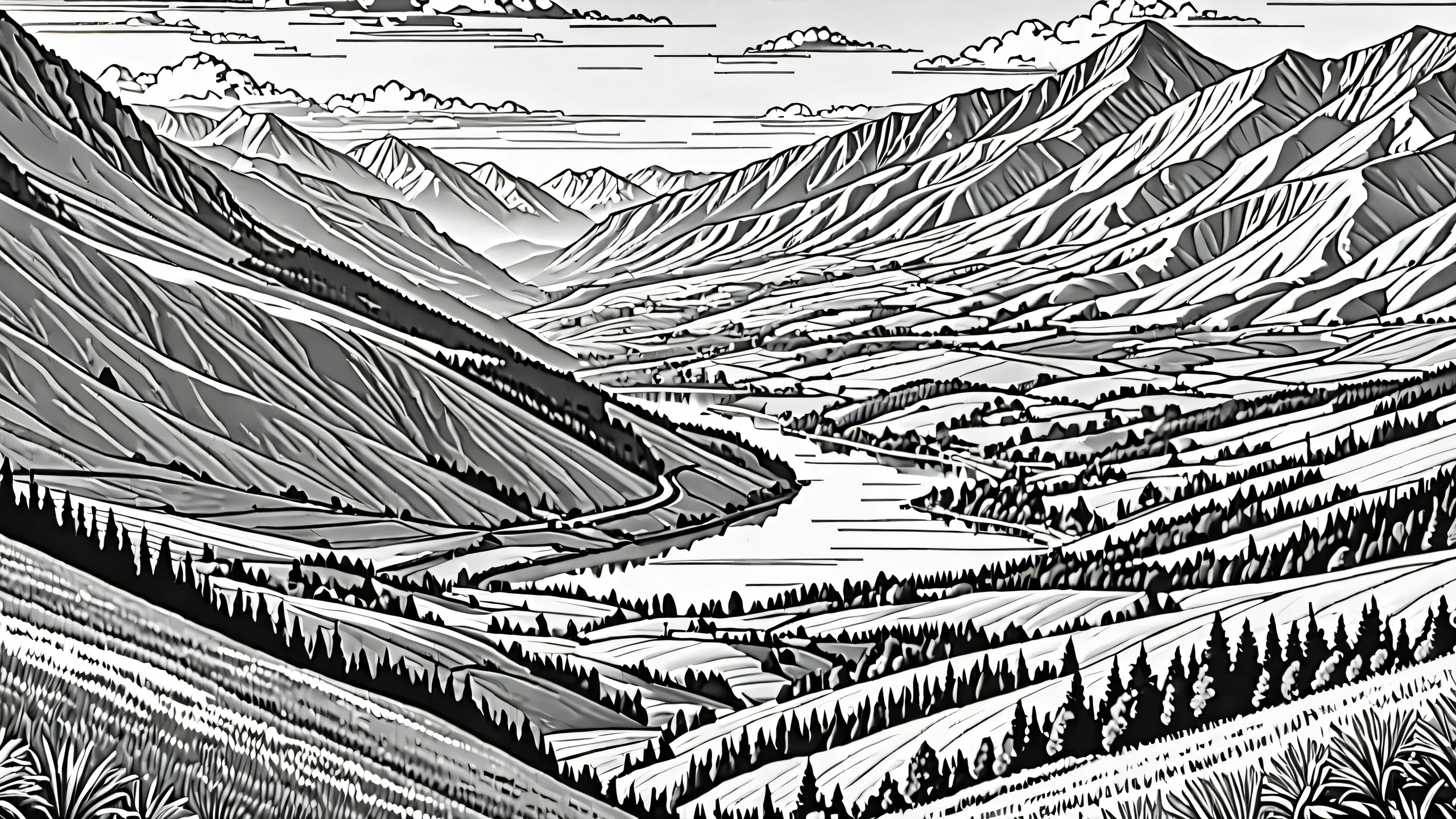 Stunning Monochrome Masterpiece 4K Wallpaper A stunning monochrome line art image of intricate details and textures.