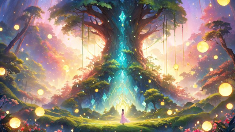 moonlit cherry blossom forest wallpaper scaled