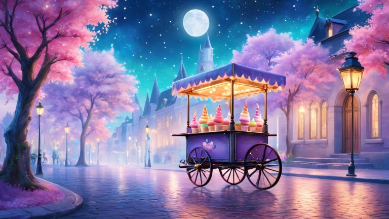 moonlit ice cream cart whimsy wallpaper scaled