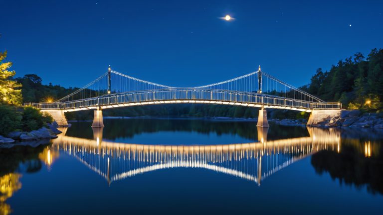 moonlit suspension bridge scaled