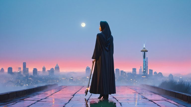 moonlit vigilante seattle cityscape 4k desktop background scaled