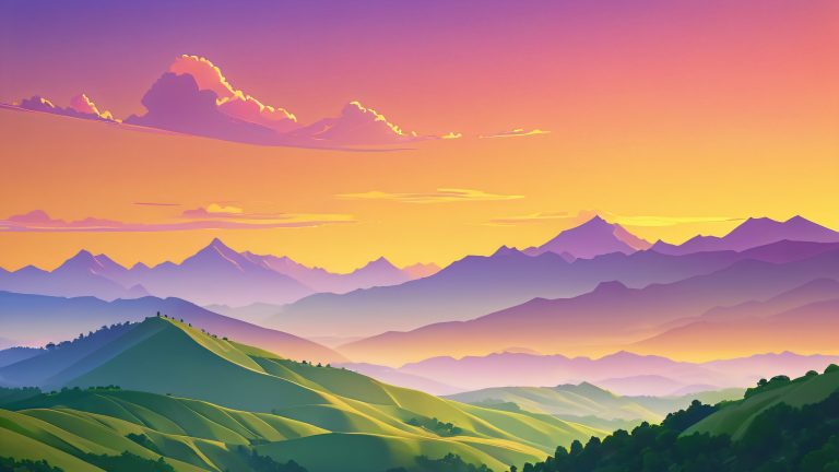 mountain valley sunset scaled