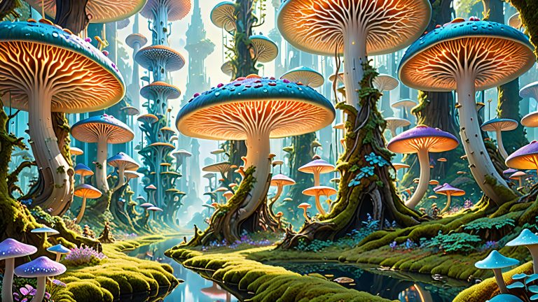 mushroom metropolis 4k wallpaper scaled