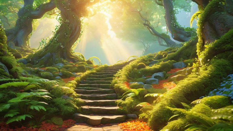 mysterious ancient stairway 4k wallpaper scaled