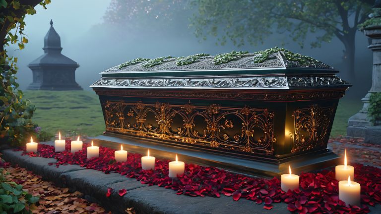 mysterious gothic coffin wallpaper velvet silver and moonlit shadows 4k scaled