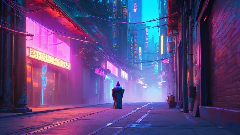 mysterious ritual in a dystopian metropolis wallpaper cyber scaled